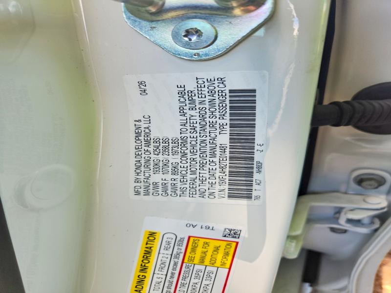 2026 Honda Civic მანქანა იყიდება აუქციონზე, vin: 19XFL4H82TE014481, აუქციონის ნომერი: 61450906