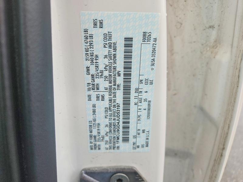 2018 Ford Escape მანქანა იყიდება აუქციონზე, vin: 1FMCU9GD4JUD53197, აუქციონის ნომერი: 65001976
