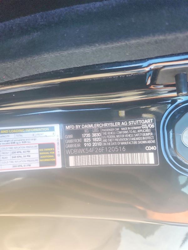 64032036 :رقم المزاد ، WDBWK54F26F120516 vin ، 2006 Mercedes-benz Slk مزاد بيع