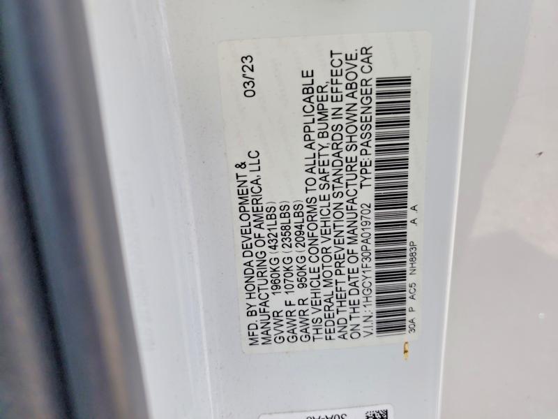 63969376 :رقم المزاد ، 1HGCY1F30PA019702 vin ، 2023 Honda Accord مزاد بيع