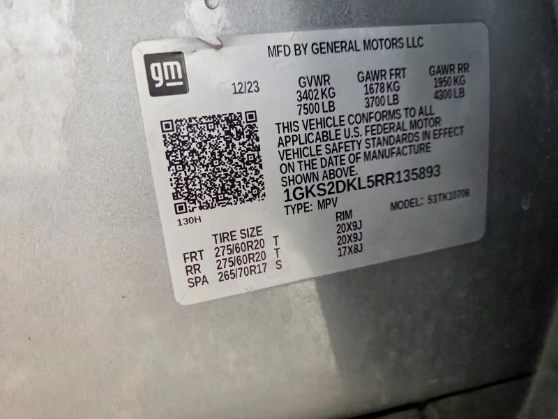 Продаж на аукціоні авто 2024 Gmc Yukon, vin: 1GKS2DKL5RR135893, номер лоту: 64005736