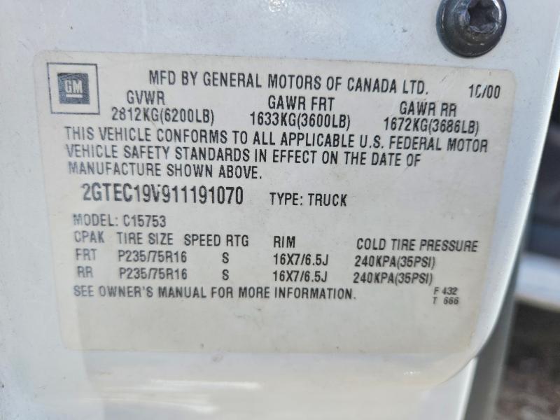 Продажа на аукционе авто 2001 Gmc New Sierra, vin: 2GTEC19V911191070, номер лота: 59199286