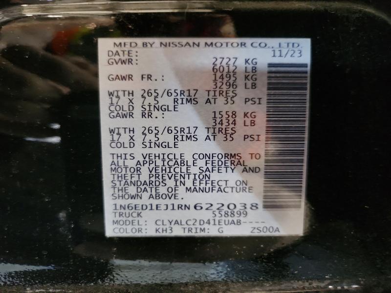 2024 Nissan Frontier მანქანა იყიდება აუქციონზე, vin: 1N6ED1EJ1RN622038, აუქციონის ნომერი: 65001036