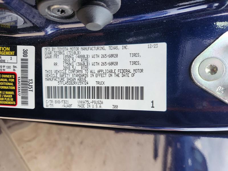 65129476 :رقم المزاد ، 5TFLA5DB2RX159724 vin ، 2024 Toyota Tundra مزاد بيع