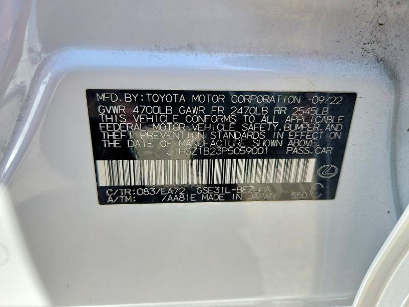 64190006 :رقم المزاد ، JTHGZ1B23P5059001 vin ، 2023 Lexus Is 350 مزاد بيع