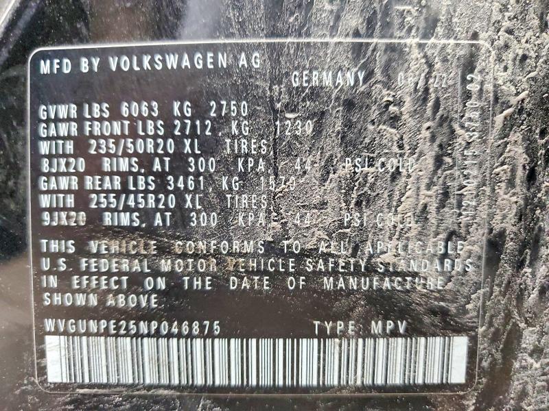 Aukcja sprzedaży 2022 Volkswagen Id.4, vin: WVGUNPE25NP046875, numer aukcji: 64810996