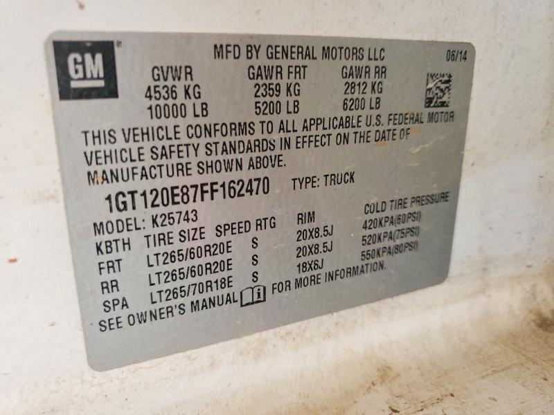 Auction sale of the 2015 Gmc Sierra, vin: 1GT120E87FF162470, lot number: 65399326