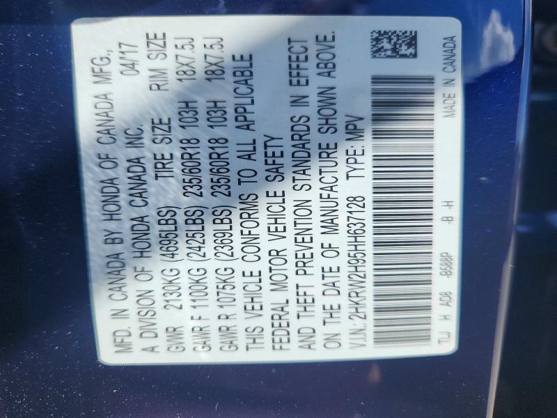 66364106 :رقم المزاد ، 2HKRW2H95HH637128 vin ، 2017 Honda Cr-v مزاد بيع