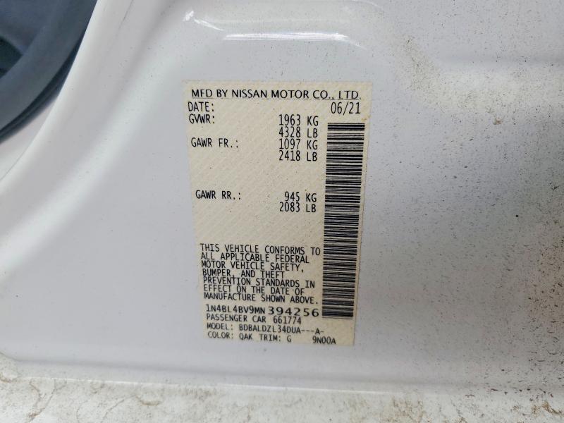 Aukcja sprzedaży 2021 Nissan Altima, vin: 1N4BL4BV9MN394256, numer aukcji: 66353686
