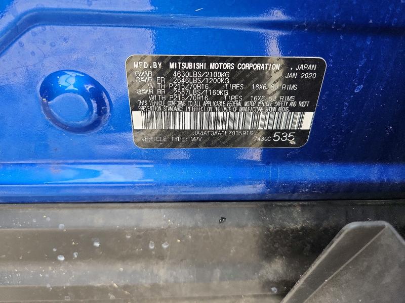 67068346 :رقم المزاد ، JA4AT3AA6LZ035916 vin ، 2020 Mitsubishi Eclipse Cross مزاد بيع