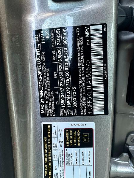 66966216 :رقم المزاد ، 4JGFF5KE1LA155570 vin ، 2020 Mercedes-benz Gls مزاد بيع