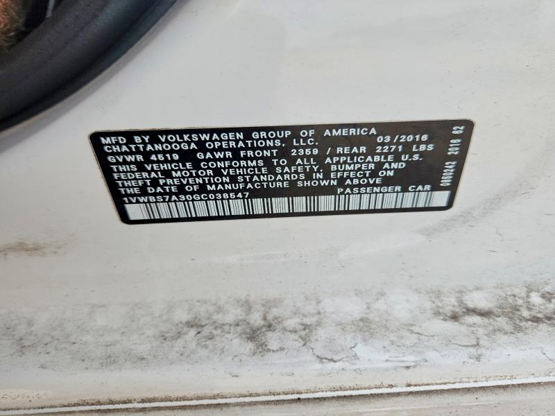 Продаж на аукціоні авто 2016 Volkswagen Passat, vin: 1VWBS7A30GC038547, номер лоту: 64736476