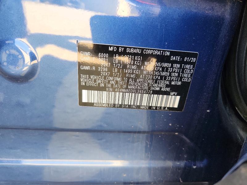Продаж на аукціоні авто 2020 Subaru Ascent, vin: 4S4WMAED0L3454778, номер лоту: 64596596