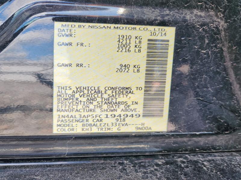Продажа на аукционе авто 2015 Nissan Altima, vin: 1N4AL3AP5FC194949, номер лота: 63704786