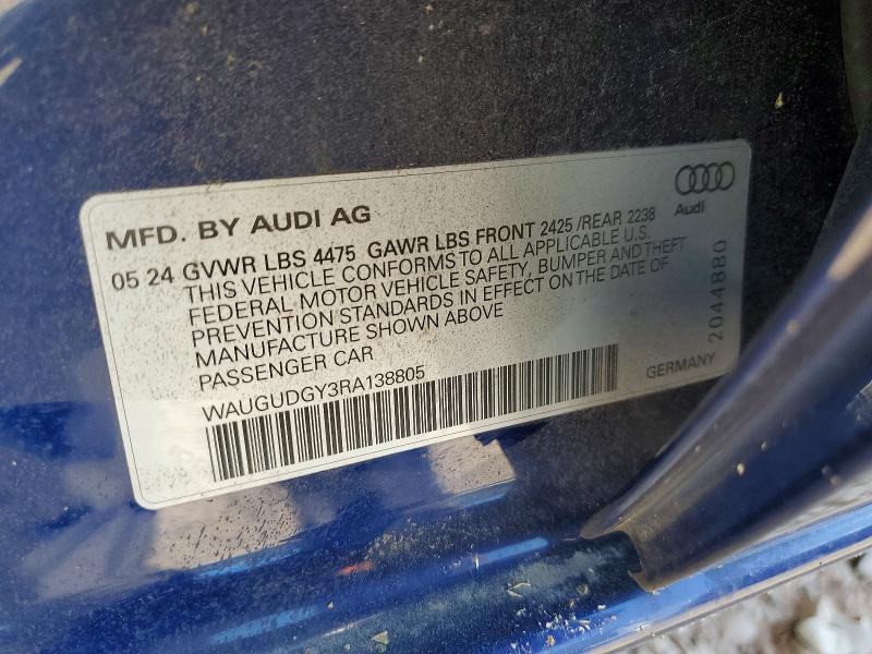 63807626 :رقم المزاد ، WAUGUDGY3RA138805 vin ، 2024 Audi A3 مزاد بيع