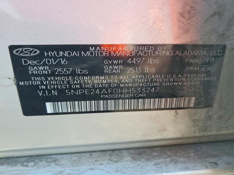 Aukcja sprzedaży 2017 Hyundai Sonata, vin: 5NPE24AF0HH533247, numer aukcji: 65863116