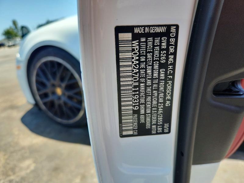 Auction sale of the 2018 Porsche Panamera, vin: WP0AA2A70JL119319, lot number: 65517506