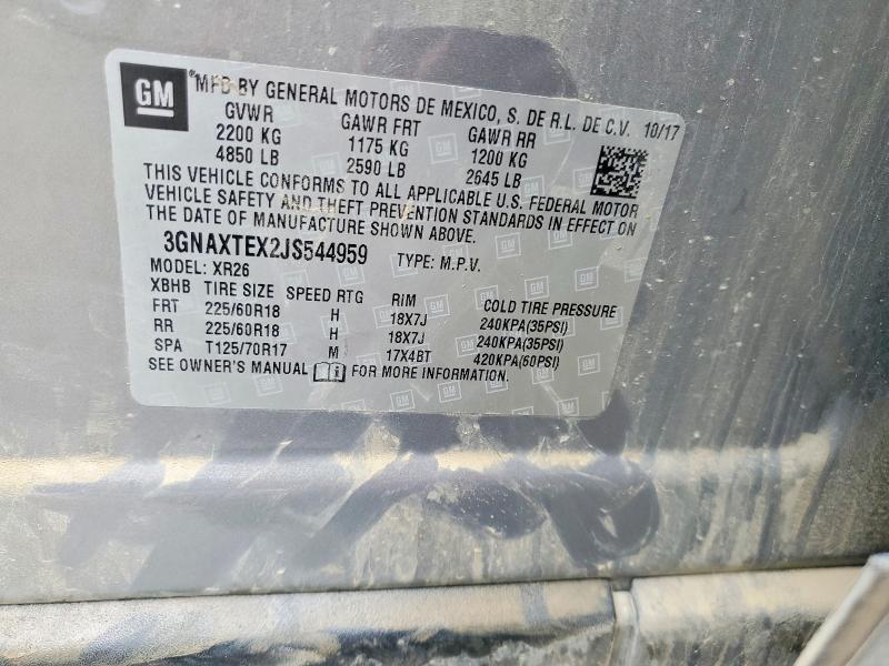 2018 Chevrolet Equinox მანქანა იყიდება აუქციონზე, vin: 3GNAXTEX2JS544959, აუქციონის ნომერი: 63575266