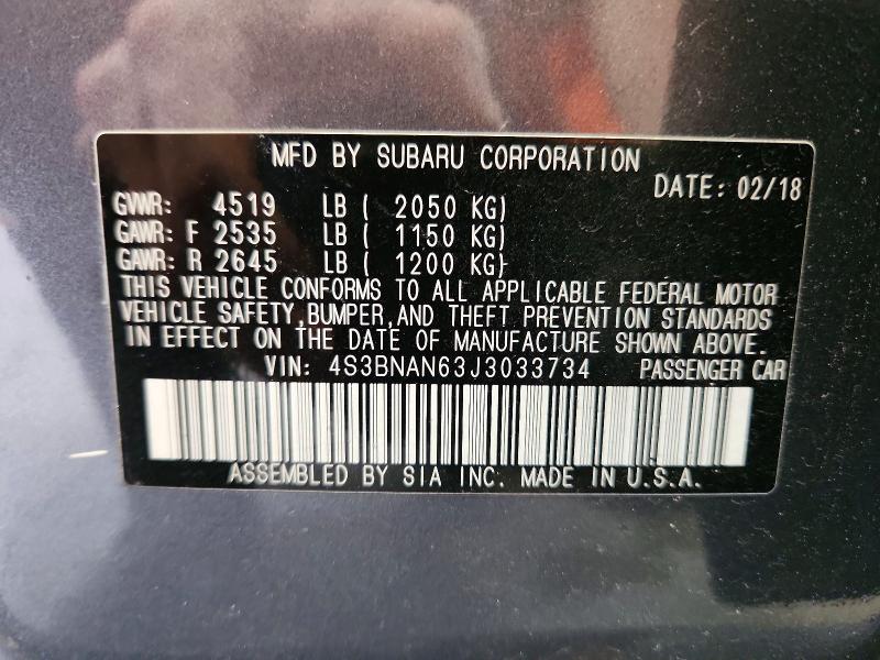 Aukcja sprzedaży 2018 Subaru Legacy, vin: 4S3BNAN63J3033734, numer aukcji: 66557016