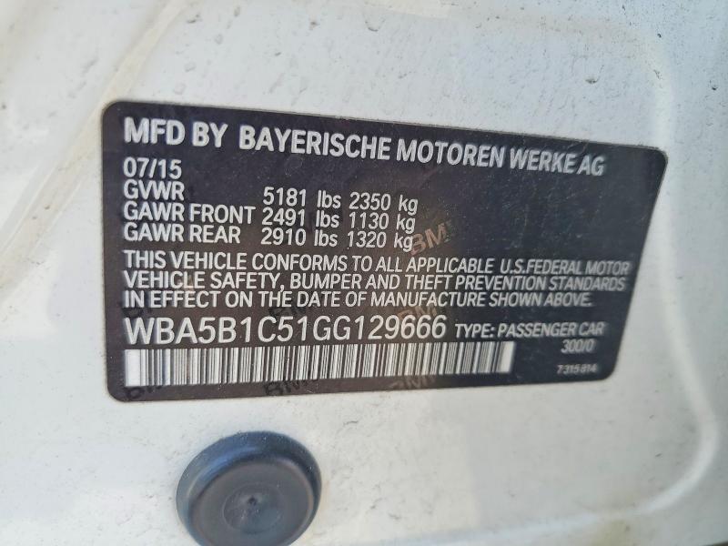 Продаж на аукціоні авто 2016 Bmw 535, vin: WBA5B1C51GG129666, номер лоту: 64271516