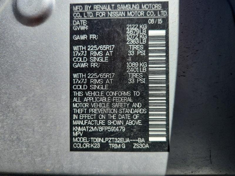 Продаж на аукціоні авто 2015 Nissan Rogue, vin: KNMAT2MV8FP591479, номер лоту: 63288876