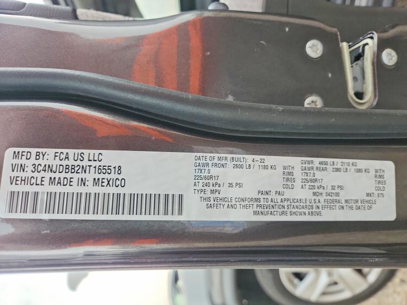 Продажа на аукционе авто 2022 Jeep Compass, vin: 3C4NJDBB2NT165518, номер лота: 64385796