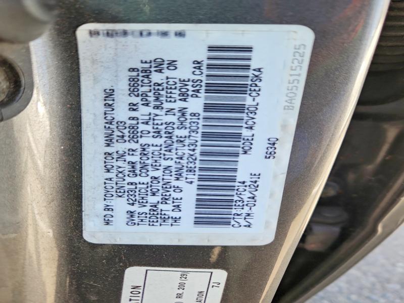 Aukcja sprzedaży 2003 Toyota Camry, vin: 4T1BE32K43U730318, numer aukcji: 66502086