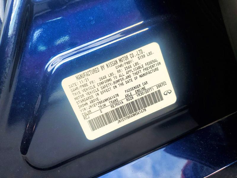 64002886 :رقم المزاد ، JN1EV7BR4NM341478 vin ، 2022 Infiniti Q50 مزاد بيع