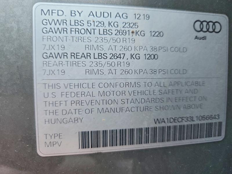 Продажа на аукционе авто 2020 Audi Q3, vin: WA1DECF33L1056643, номер лота: 63683446