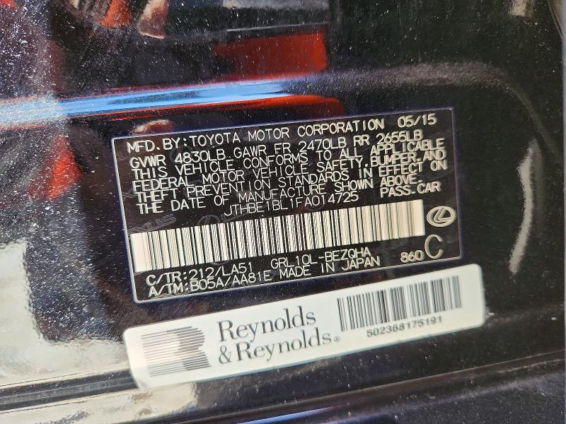Aukcja sprzedaży 2015 Lexus Gs, vin: JTHBE1BL1FA014725, numer aukcji: 66244296