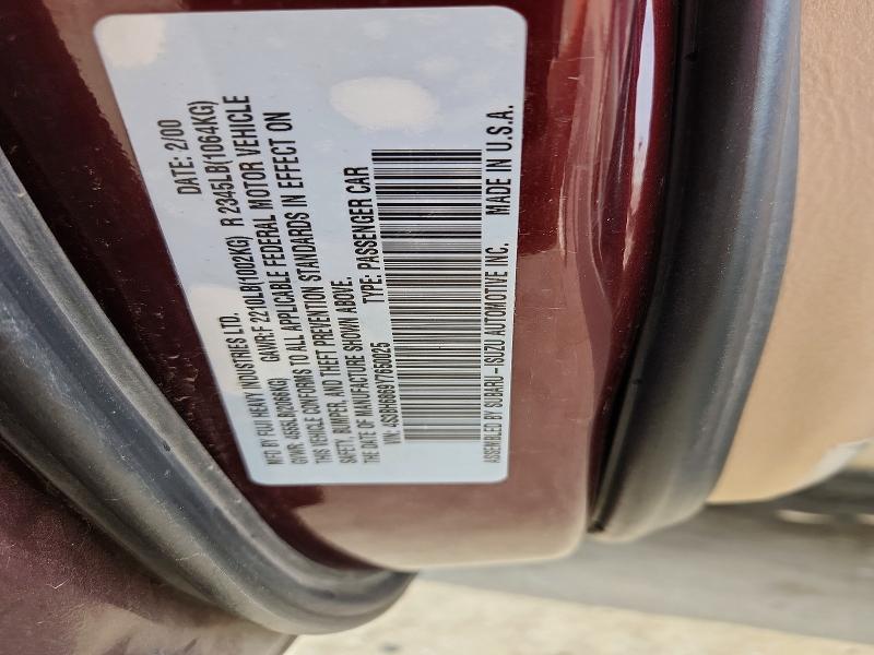 2000 Subaru Legacy მანქანა იყიდება აუქციონზე, vin: 4S3BH6869Y7650025, აუქციონის ნომერი: 66589256