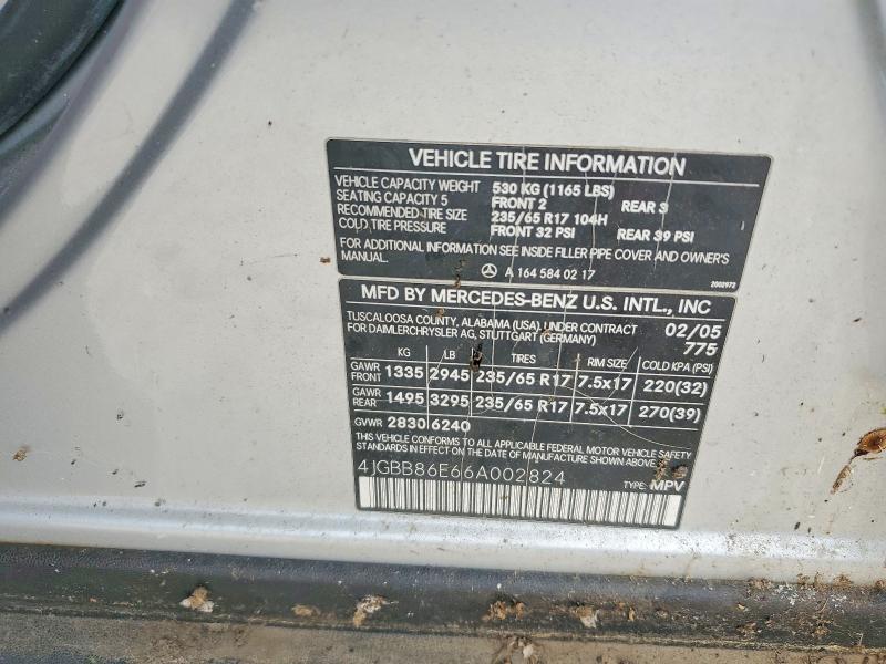 2006 Mercedes-benz Ml მანქანა იყიდება აუქციონზე, vin: 4JGBB86E66A002824, აუქციონის ნომერი: 67071526
