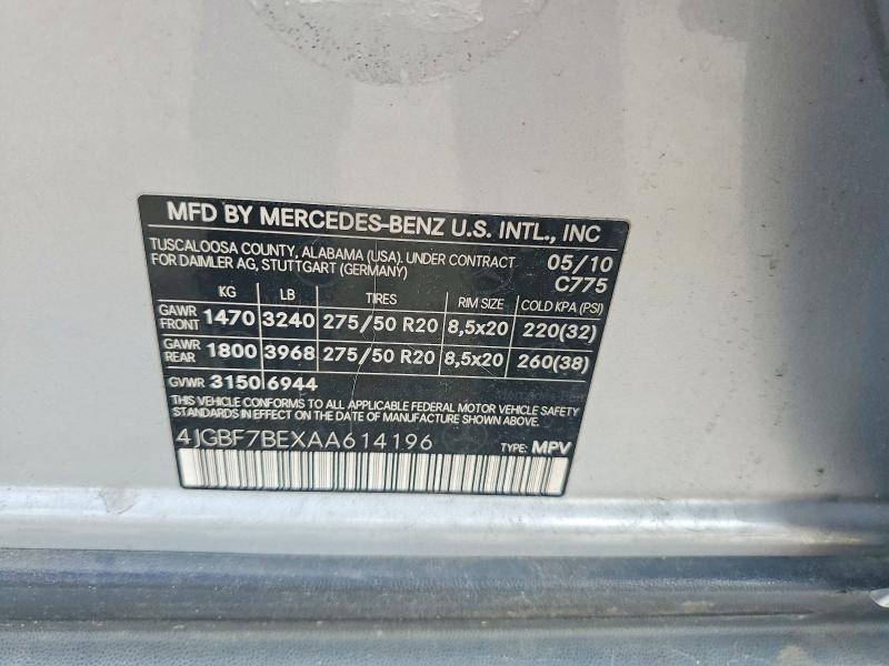 65005526 :رقم المزاد ، 4JGBF7BEXAA614196 vin ، 2010 Mercedes-benz Gl مزاد بيع