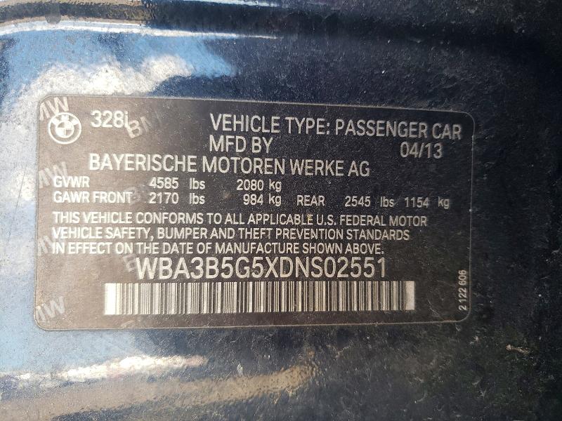 66132096 :رقم المزاد ، WBA3B5G5XDNS02551 vin ، 2013 Bmw 328 مزاد بيع