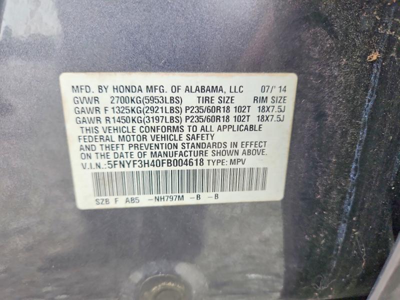 2015 Honda Pilot მანქანა იყიდება აუქციონზე, vin: 5FNYF3H40FB004618, აუქციონის ნომერი: 66976046