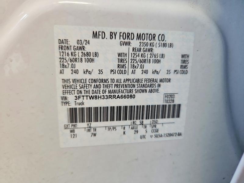 Продажа на аукционе авто 2024 Ford Maverick, vin: 3FTTW8H33RRA66080, номер лота: 64475106