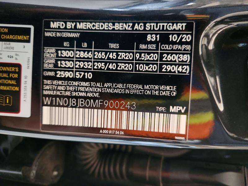 62991726 :رقم المزاد ، W1N0J8JB0MF900243 vin ، 2021 Mercedes-benz Glc Coupe مزاد بيع