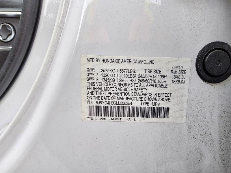 2020 Acura Mdx მანქანა იყიდება აუქციონზე, vin: 5J8YD4H36LL006354, აუქციონის ნომერი: 63814096