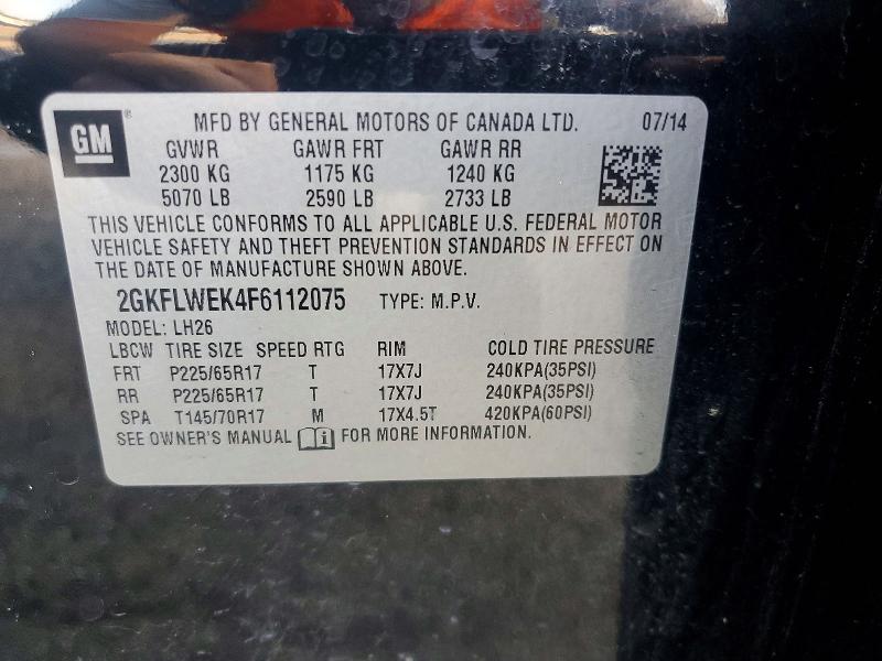 66696866 :رقم المزاد ، 2GKFLWEK4F6112075 vin ، 2015 Gmc Terrain مزاد بيع