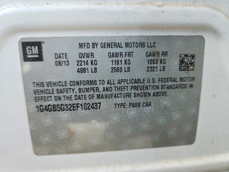 65743366 :رقم المزاد ، 1G4GB5G32EF102437 vin ، 2014 Buick Lacrosse مزاد بيع