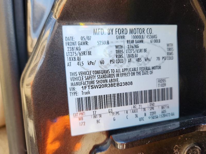 66024046 :رقم المزاد ، 1FTSW20R38EB23808 vin ، 2008 Ford F250 مزاد بيع