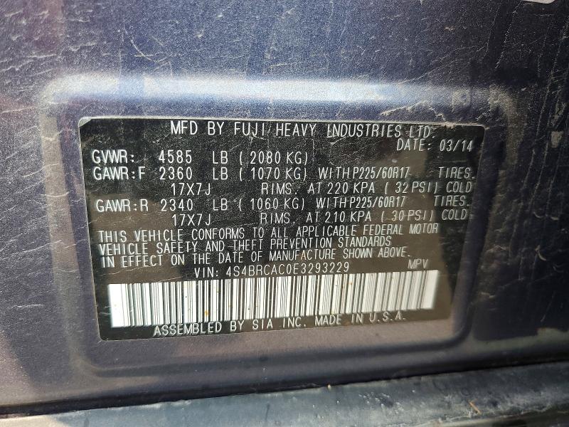 Aukcja sprzedaży 2014 Subaru Outback, vin: 4S4BRCAC0E3293229, numer aukcji: 64245596