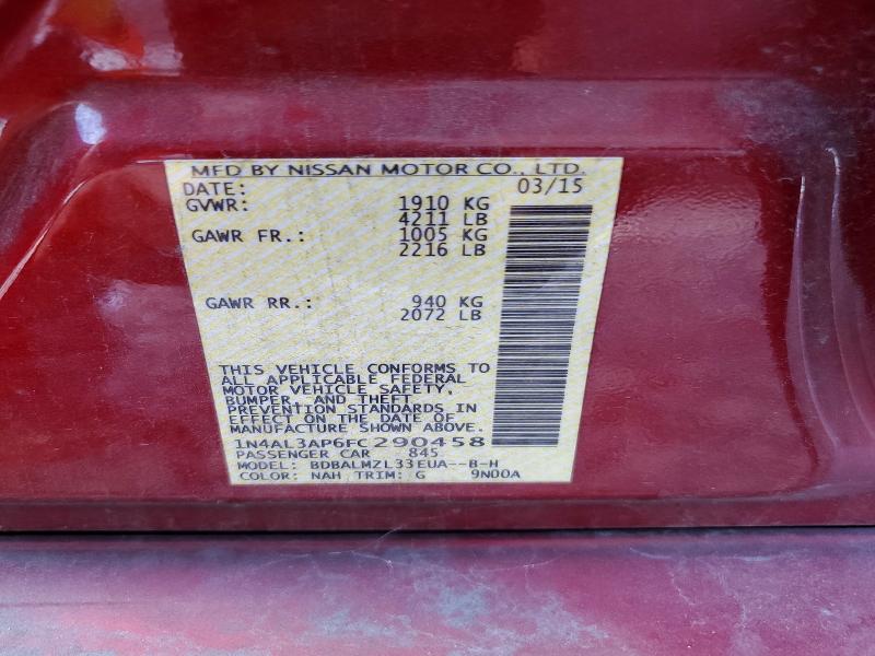 Продажа на аукционе авто 2015 Nissan Altima, vin: 1N4AL3AP6FC290458, номер лота: 66720856