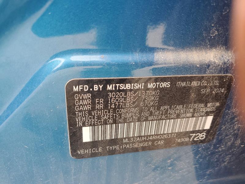 Aukcja sprzedaży 2024 Mitsubishi Mirage, vin: ML32AUHJ4RH026371, numer aukcji: 64503446
