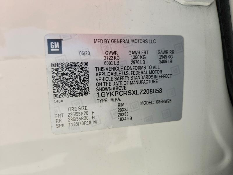 65377416 :رقم المزاد ، 1GYKPCRSXLZ208858 vin ، 2020 Cadillac Xt6 مزاد بيع