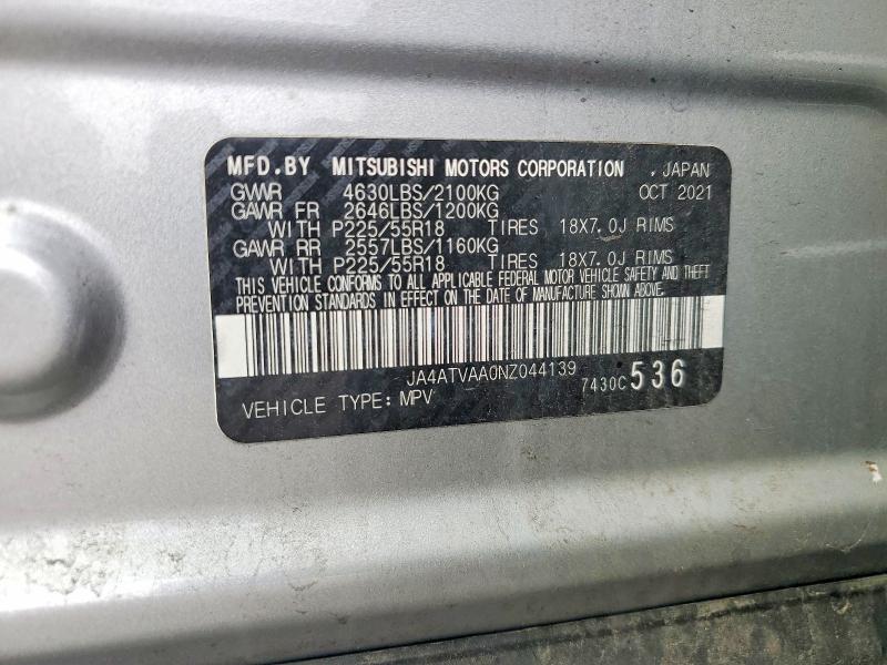 65080826 :رقم المزاد ، JA4ATVAA0NZ044139 vin ، 2022 Mitsubishi Eclipse Cross مزاد بيع