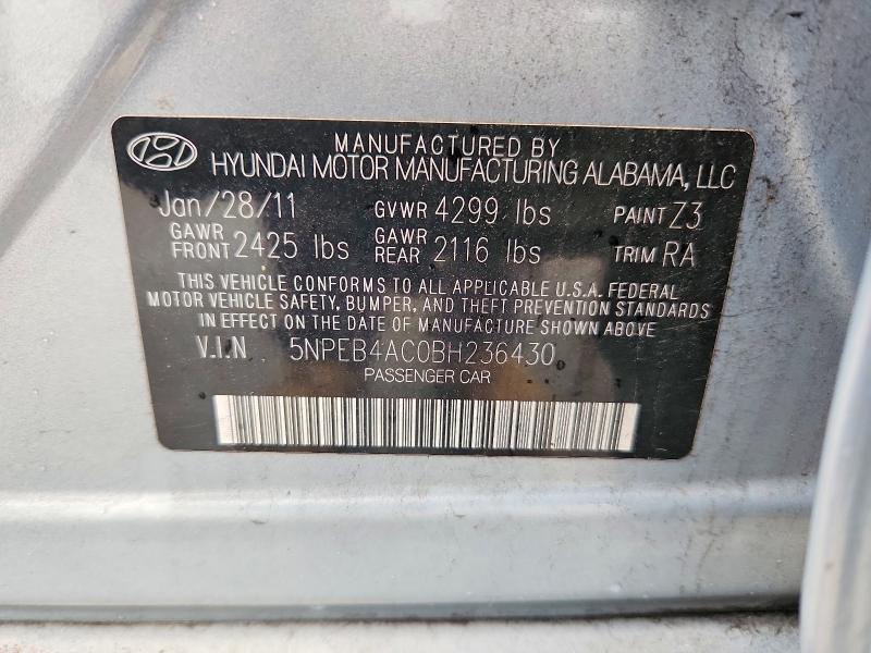 Продажа на аукционе авто 2011 Hyundai Sonata, vin: 5NPEB4AC0BH236430, номер лота: 62962976