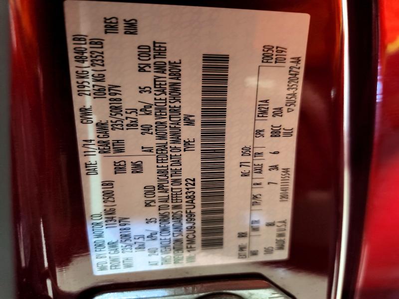 66122066 :رقم المزاد ، 1FMCU9J99FUA83122 vin ، 2015 Ford Escape مزاد بيع
