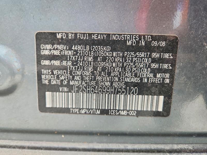 Продажа на аукционе авто 2009 Subaru Forester, vin: JF2SH64699H755120, номер лота: 63846476