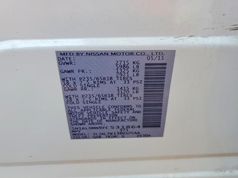 Aukcja sprzedaży 2015 Infiniti Qx60, vin: 5N1AL0MN9FC531864, numer aukcji: 65906646